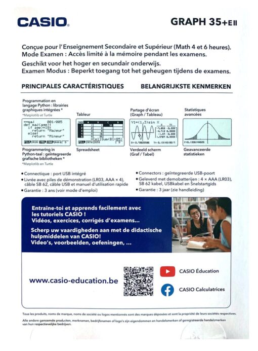 Réglages Calculatrice Lycée, Casio Education