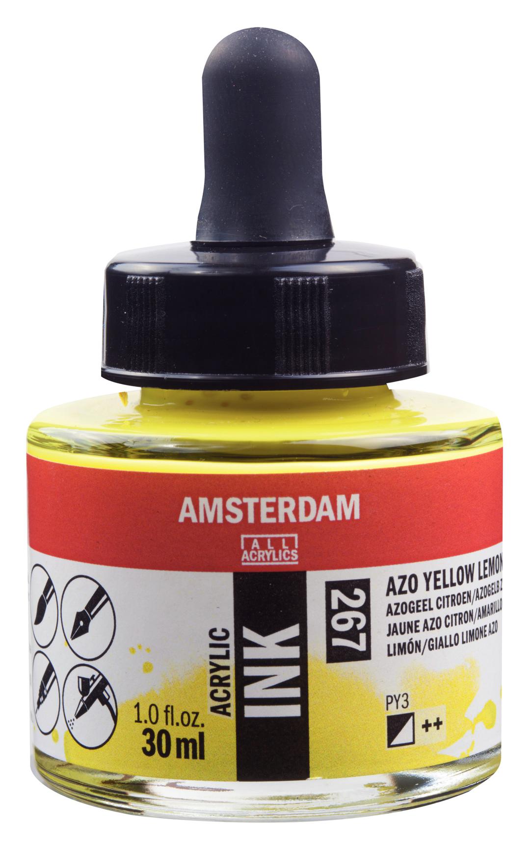 ENCRE ACRYL JAUNE AZO CITRON 30ML AMSTERDAM ACRYLIQUE