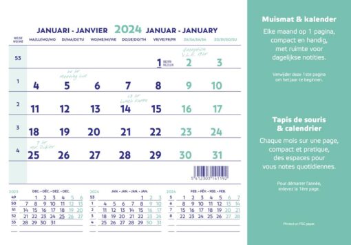 CALENDRIER TAPIS SOURIS dsiponible de sept à décembre