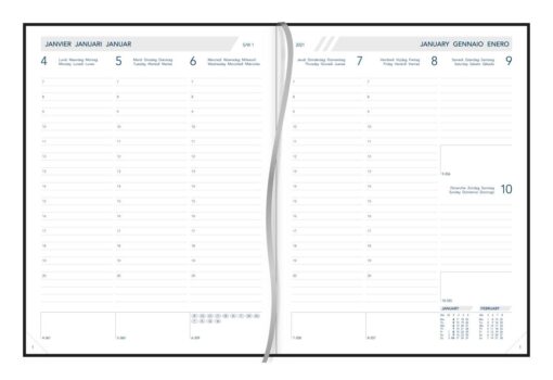 AGENDA BUSINESS FLORENCE NOIR 175X225 1SEMAINE/2PAGES RELIE