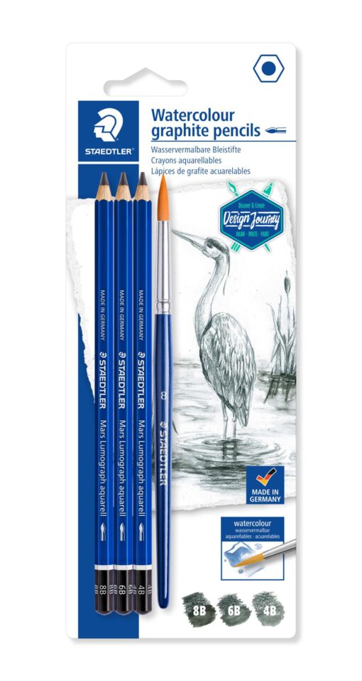 CRAYONS GRAPHITE AQUA + PINC CRAYONS GRAPHITE AQUAREL BLIST + PINCEAU STAEDTLER 8B-6B-4B