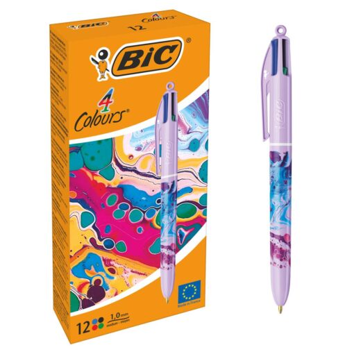 BIC 4 COULEURS HYDRO PURPLE DECOR - STYLO BILLE