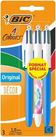 BIC 4 COULEURS 2 MED +1 DECOR BLISTER