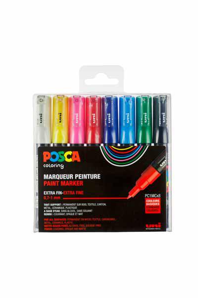 POSCA SET 8 MARQUEURS PC1MR POCHETTE CLASSIQUE