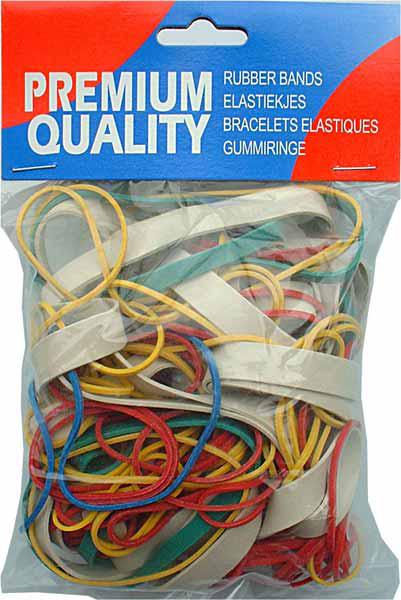 ELASTIQUES STANDARD 100GR ASS COULEURS ET TAILLES ASSORTIES