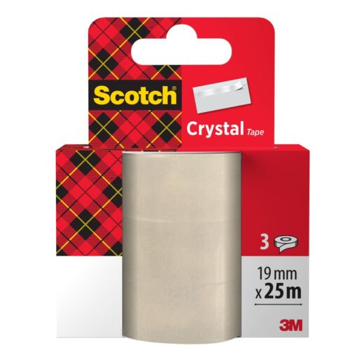 SCOTCH CRYSTAL 3X 19MM X 25M 3 ROULEAUX TRANSPARENTS