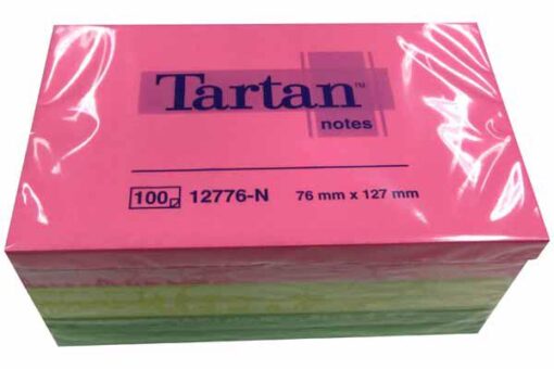TARTAN NEON 6X 76X127MM 12776-N  4 COULEURS ASS