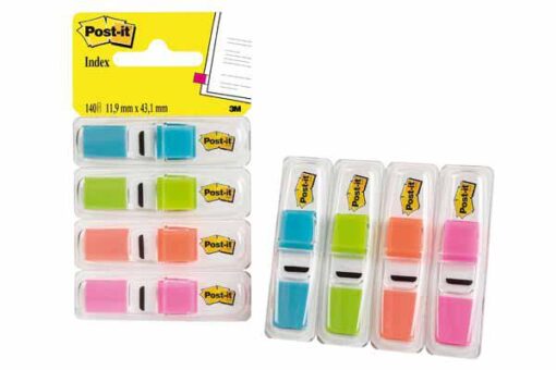 POST-IT INDEX ETROIT 4 COUL BLEU CLAIR VERT CLAIR ORANGE ROSE CLAIR