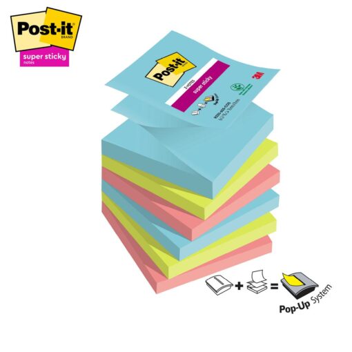 POST-IT Z-NOTES 76X76MM COSMIC 6 BLOCS DE 90 FEUILLES 100% PEFC - SUPER STICKY