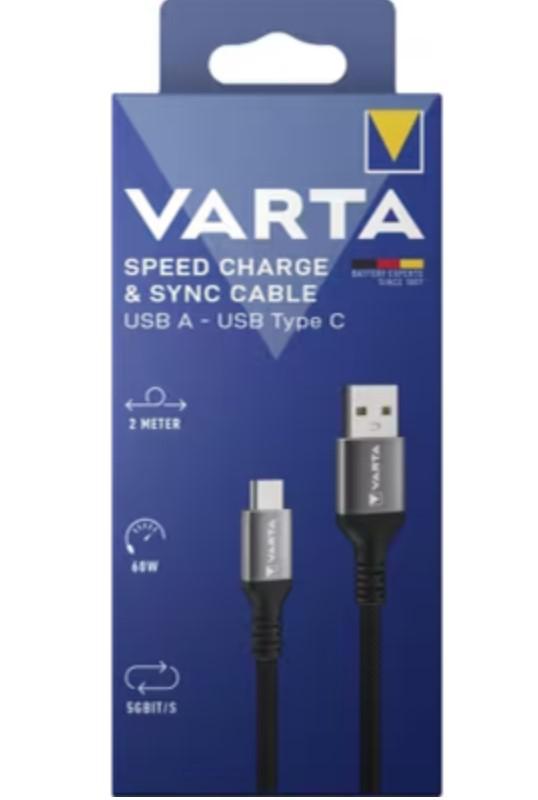 CABLE CHARGEUR VARTA USB A 2 METRE - 60W - 5 GBITS
