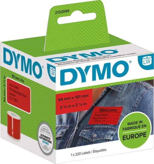 DYMO LW EXPEDI 101X54MM ROUGE - ETIQUETTE DYMO LABELWRITER - 1 RL - 220 ETIQUETTES - PERMA