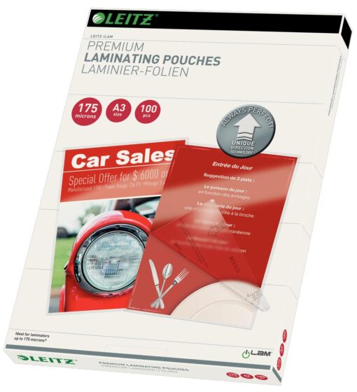 LEITZ 100 ETUIS A3 175 MICRONS ETUIS A PLASTIFIER