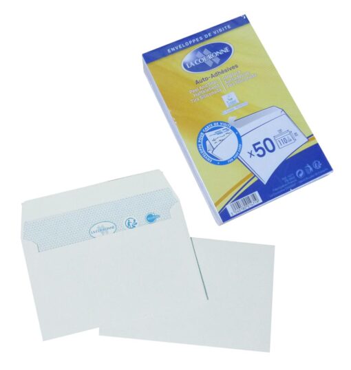 ENVELOPPE C.D.V. 9X14CM PAR 50 ENVELOPPE CARTE DE VISITE 110G AUTO-ADHESIVES - LA COURONNE