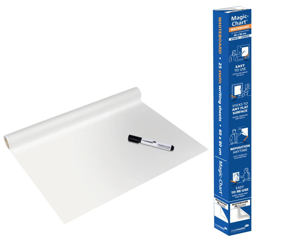 MAGIC-CHART TABLEAU BLANC EFFACABLE A SEC 60X80CM - LEGA 25 FEUILLES