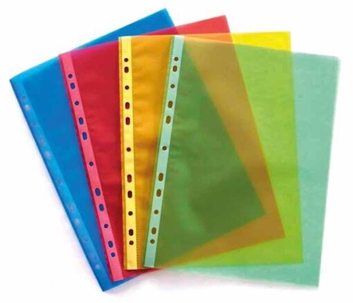POCHETTE PERFOREE COUL PAR 20 COULEURS ASSORTIES BRONYL COLOREES - A4 - 80 MICRONS