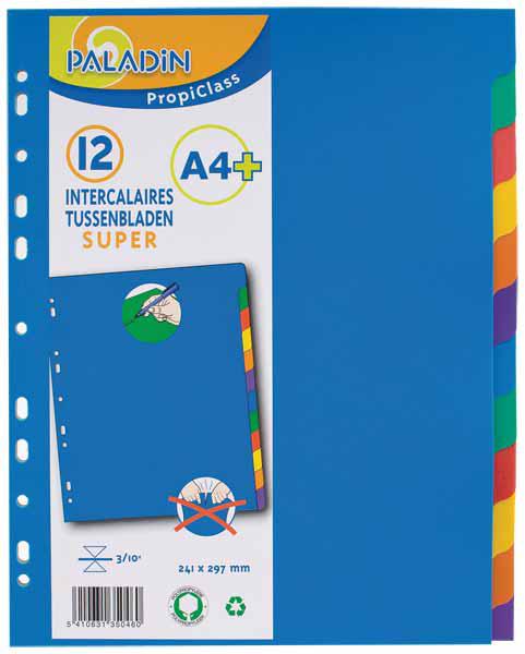 INTERCALAIRE PALADIN 12P A4+PP INDECHIRABLE - 241 X 297 MM 12 POSITIONS