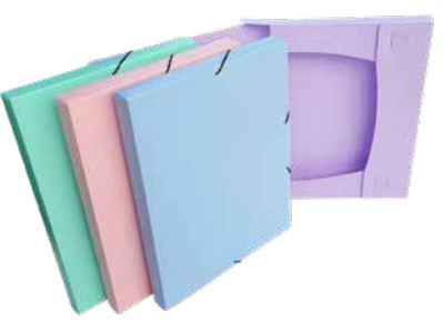 BOX+ELAST A4 25MM PP5 PASTEL BRONYL - BOITE DE RANGEMENT + ELASTIQUE POLYPRO 25 MM