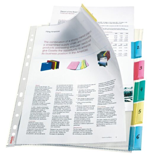 INTERCALAIRES ESSELTE 6 POSITI ONS - PERSONNALISABLE - PP 6 POSITIONS - POLYPRO