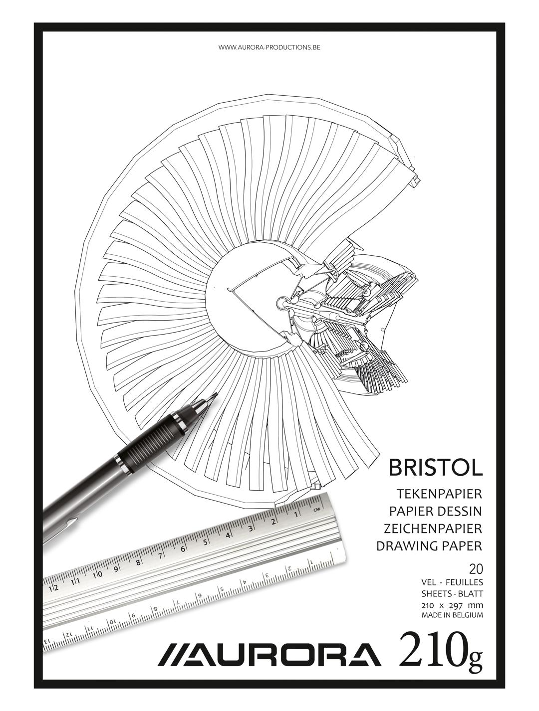 BLOC DESSIN BRISTOL 21X29CM AURORA A4 20 FEUILLES 210GR
