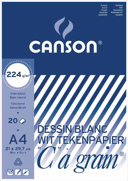CANSON C A GRAIN A4 224G BLOC DE DESSINS - 20 FEUILLES